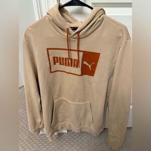 PUMA Beige Hoodie with Orange Logo
